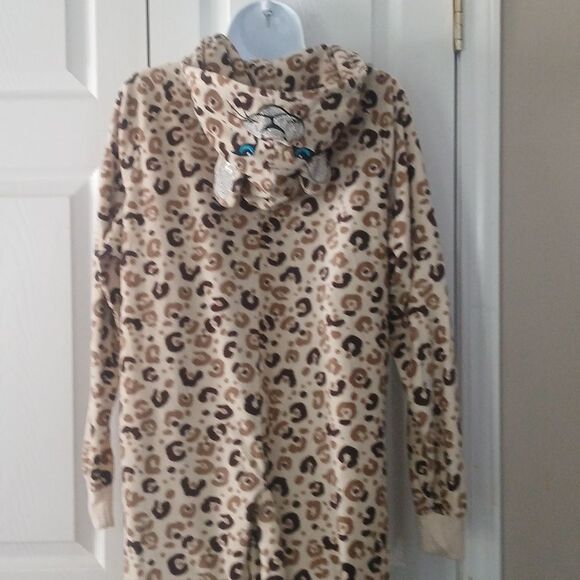 Joe Boxer Leopard print hooded onesie pajama coverall Sz  XL EUC - Picture 7 of 9